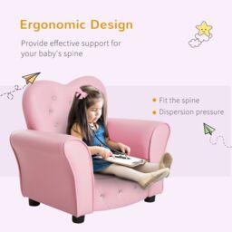 HOMCOM Girl's Kids Toddler Sofa Children Armchair Seating Chair Relax Girl Princess Pink - thumbnail 6