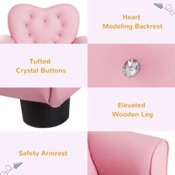 HOMCOM Girl's Kids Toddler Sofa Children Armchair Seating Chair Relax Girl Princess Pink - thumbnail 5