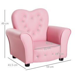 HOMCOM Girl's Kids Toddler Sofa Children Armchair Seating Chair Relax Girl Princess Pink - thumbnail 3