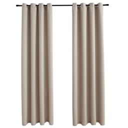 Berkfield Home Blackout Curtains with Metal Rings 2 pcs Beige 140x225 cm - thumbnail 2