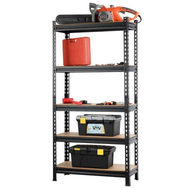 Costway 5-Tier Storage Rack Metal Storage Shelves w/ Adjustable Boards-Black in Black - image 1