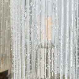 Loops Dimmable LED Wall Light Nickel & Ribbed Bubble Glass Shade Hanging Lamp Fitting in Metallics - thumbnail 5