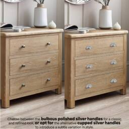 Cheshire Premium Hudson Limed Oak 3 Drawer Chest - Limed Oak in Brown - thumbnail 5