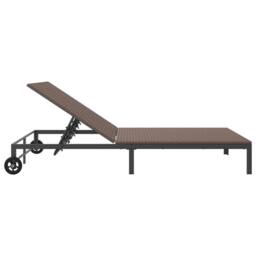 Berkfield Home Sunbed with Cushions & Wheels 2-Person Brown Poly Rattan - thumbnail 6