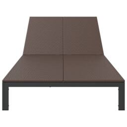 Berkfield Home Sunbed with Cushions & Wheels 2-Person Brown Poly Rattan - thumbnail 5