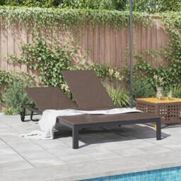 Berkfield Home Sunbed with Cushions & Wheels 2-Person Brown Poly Rattan - thumbnail 3