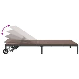Berkfield Home Sunbed with Cushions & Wheels 2-Person Brown Poly Rattan - thumbnail 9