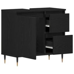 Berkfield Home Bathroom Sink Cabinet Black Oak 65x33x60 cm Engineered Wood - Size: 65 x 33 x 60 cm - thumbnail 5