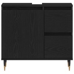 Berkfield Home Bathroom Sink Cabinet Black Oak 65x33x60 cm Engineered Wood - Size: 65 x 33 x 60 cm - thumbnail 6