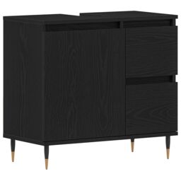 Berkfield Home Bathroom Sink Cabinet Black Oak 65x33x60 cm Engineered Wood - Size: 65 x 33 x 60 cm - thumbnail 2