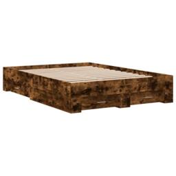Berkfield Home Modern Bed Frame w/Drawers Frame Smoked Oak 120x190 cm Small Double in Brown - thumbnail 6