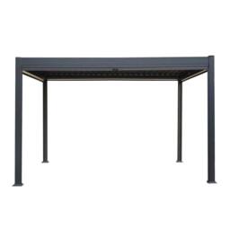 Monstershop Anthracite Aluminium Pergola With White Blinds & LED Lights - 3m x 4m in Grey - thumbnail 3