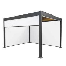 Monstershop Anthracite Aluminium Pergola With White Blinds & LED Lights - 3m x 4m in Grey - thumbnail 1