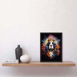 "Artery8 Wall Art Print King Charles Spaniel with Crown Dog Lover Gift Pet Portrait Colourful Artwork Painting Art Framed - Size: W12"" x H16""" - thumbnail 4