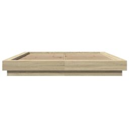 Berkfield Home Bed Frame with LED Lights without Mattress Sonoma Oak 150x200cm in Brown - Size: 150x200 cm - thumbnail 5