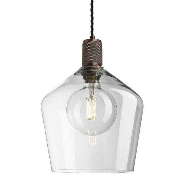 Industville Knurled Glass Schoolhouse Pendant - 10 Inch in Bronze - Size: 10 inches - image 1