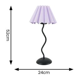 ValueLights Wiggle Black Metal Single Stem Table Lamp with Scallop Tapered Lamp Shade in Lilac - thumbnail 4