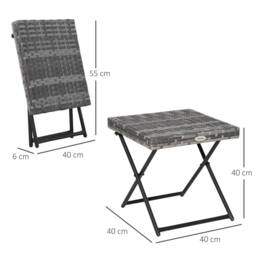 Wyld Haus Grey Faux Rattan Square Folding Side Table with Steel Frame - thumbnail 3