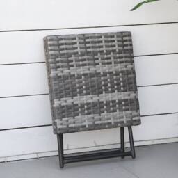 Wyld Haus Grey Faux Rattan Square Folding Side Table with Steel Frame - thumbnail 8