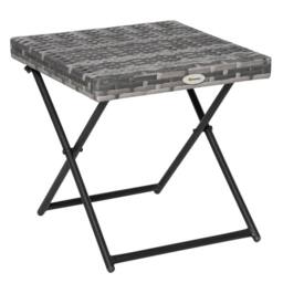 Wyld Haus Grey Faux Rattan Square Folding Side Table with Steel Frame - thumbnail 2