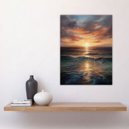 "Artery8 Tranquil Seascape Sunset Ocean Waves On Sea Oil Painting Large Wall Art Poster Print Thick Paper 18X24 Inch - Size: W18"" x H24""" - thumbnail 4