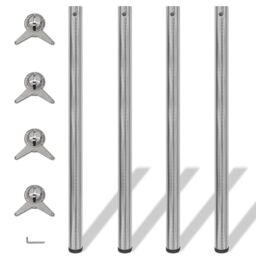 Berkfield Home 4 Height Adjustable Table Legs Brushed Nickel 1100 mm in Silver