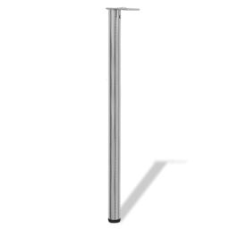 Berkfield Home 4 Height Adjustable Table Legs Brushed Nickel 1100 mm in Silver - thumbnail 2