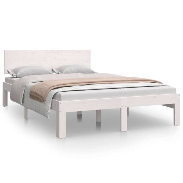 Berkfield Home Bed Frame White Solid Wood 120x190 cm Small Double - image 1