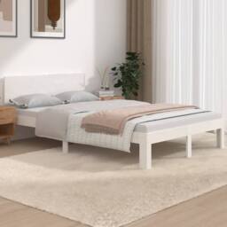 Berkfield Home Bed Frame White Solid Wood 120x190 cm Small Double - thumbnail 2