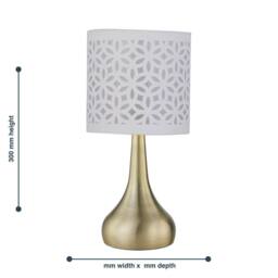 First Choice Lighting Set of 2 Romana - Antique Brass Touch Table Lamps White Cut Out Shade in Bronze - thumbnail 6
