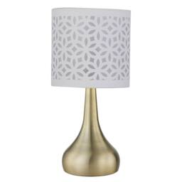 First Choice Lighting Set of 2 Romana - Antique Brass Touch Table Lamps White Cut Out Shade in Bronze - thumbnail 2
