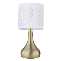 First Choice Lighting Set of 2 Romana - Antique Brass Touch Table Lamps White Cut Out Shade in Bronze - thumbnail 3
