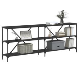 Berkfield Home Console Table Black 200x30x75 cm Engineered Wood & Iron - Size: 200 x 30 x 75 cm - thumbnail 3