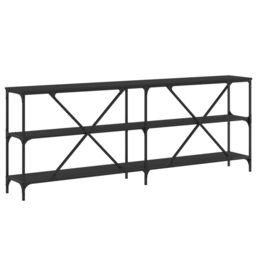Berkfield Home Console Table Black 200x30x75 cm Engineered Wood & Iron - Size: 200 x 30 x 75 cm - thumbnail 6
