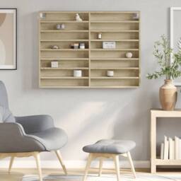 Berkfield Home Vitrine Cabinet Sonoma Oak 100x8.5x75 cm Engineered Wood in Light Tan