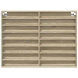 Berkfield Home Vitrine Cabinet Sonoma Oak 100x8.5x75 cm Engineered Wood in Light Tan - thumbnail 4