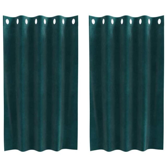 Berkfield Home Blackout Curtains with Eyelets 2 pcs Dark Green Velvet - image 1