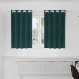 Berkfield Home Blackout Curtains with Eyelets 2 pcs Dark Green Velvet - thumbnail 2