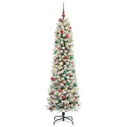 Berkfield Home Artificial Christmas Tree with 300 LEDs Green & white 210 cm - thumbnail 3