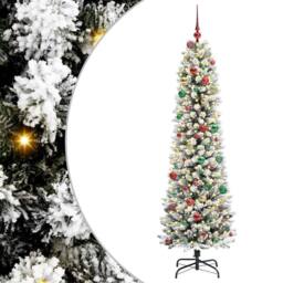 Berkfield Home Artificial Christmas Tree with 300 LEDs Green & white 210 cm - thumbnail 2