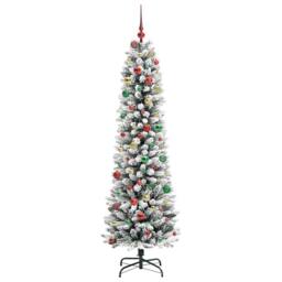 Berkfield Home Artificial Christmas Tree with 300 LEDs Green & white 210 cm - thumbnail 6