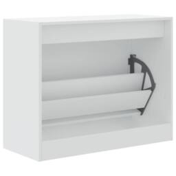 Berkfield Home Shoe Cabinet White 80x34x63 cm Engineered Wood - Size: 80 x 34 x 63 cm - thumbnail 7
