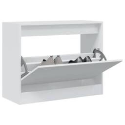 Berkfield Home Shoe Cabinet White 80x34x63 cm Engineered Wood - Size: 80 x 34 x 63 cm - thumbnail 2