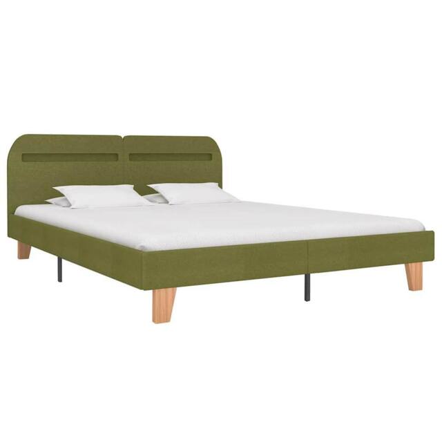 Berkfield Home Bed Frame with LED Green Fabric 150x200 cm King Size - image 1