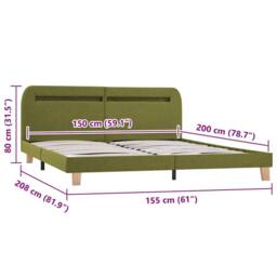 Berkfield Home Bed Frame with LED Green Fabric 150x200 cm King Size - thumbnail 9
