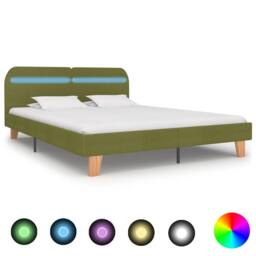 Berkfield Home Bed Frame with LED Green Fabric 150x200 cm King Size - thumbnail 2