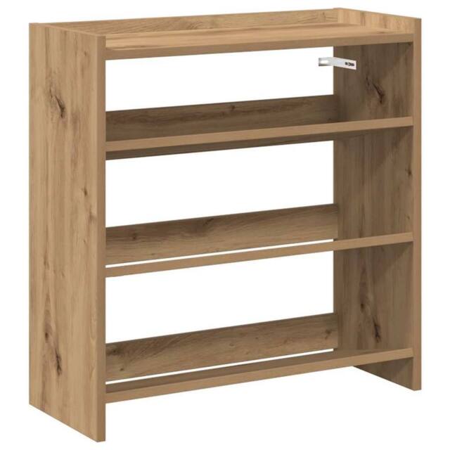 Berkfield Home Shoe Rack Artisan Oak 60x25x62 cm Engineered Wood in Brown - Size: 60 x 25 x 62 cm - image 1