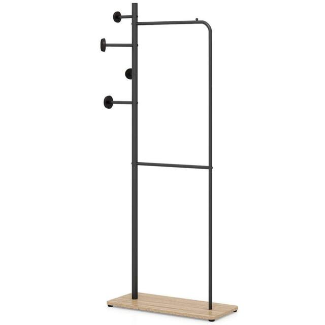 Havendro Freestanding Double Rod Clothes Hanging Storage Organizer Rack in Black - image 1