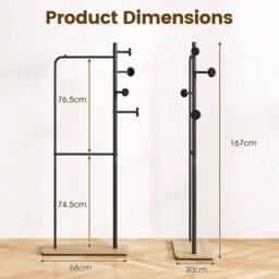 Havendro Freestanding Double Rod Clothes Hanging Storage Organizer Rack in Black - thumbnail 2