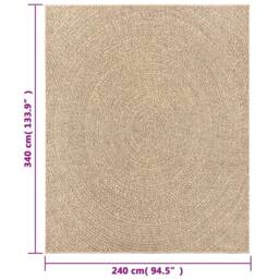Berkfield Home Rug ZIZUR 240x340 cm Jute Look Indoor & Outdoor in Beige - Size: Medium - thumbnail 8